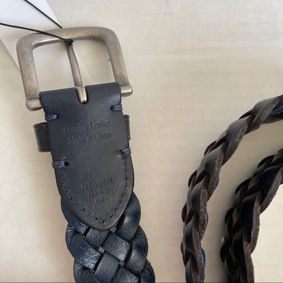 Uniqlo MEN LEATHER WIDE MESH BELT Navy - Picture 5 of 5